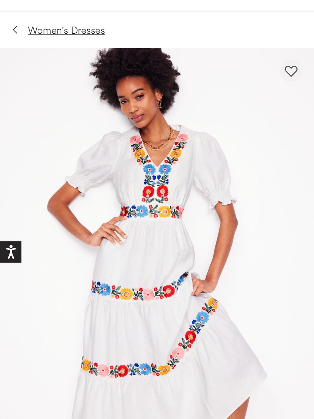 Boden White Maxi Dress with Multicolor Floral Embroidery - Picture 6 of 8